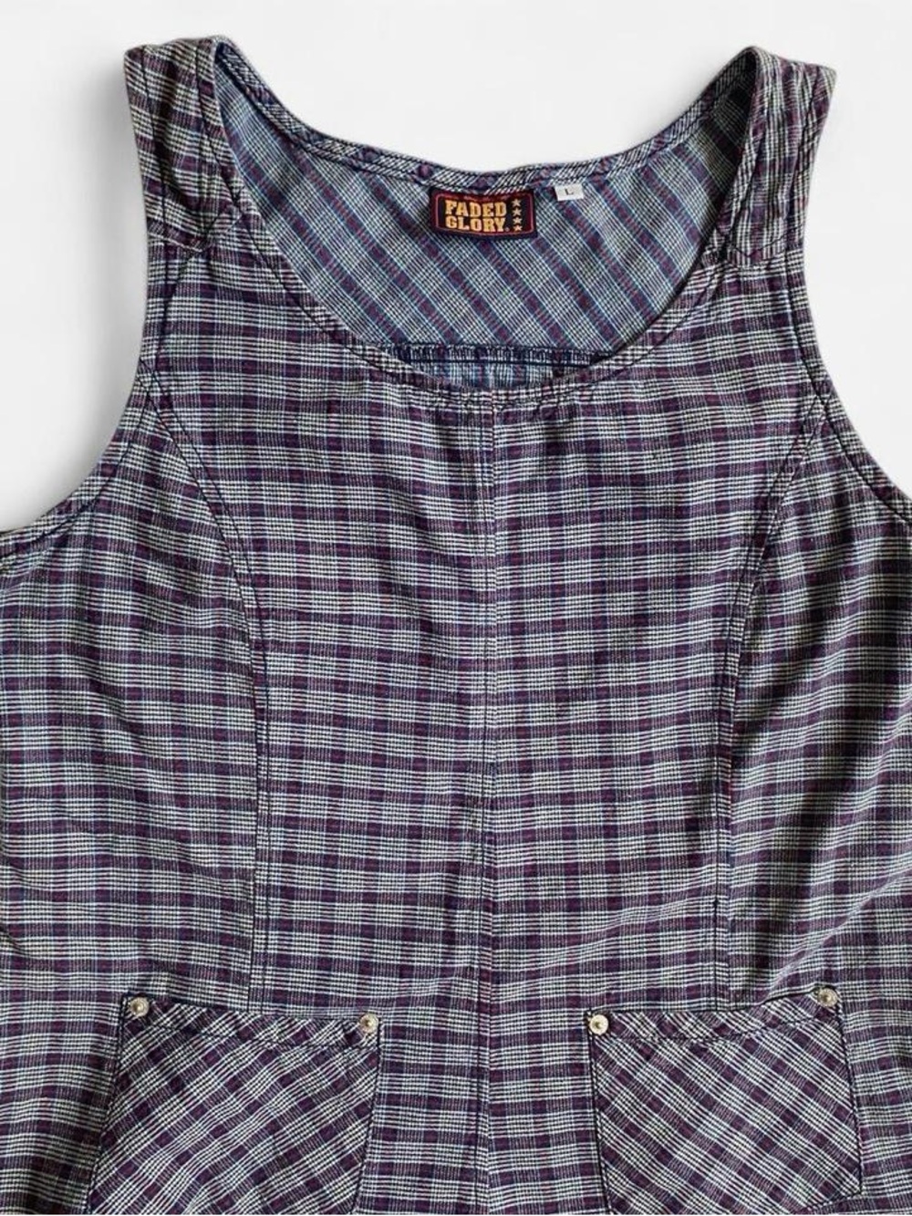 Vintage 90s sleeveless plaid maxi dress - Picture 2 of 8